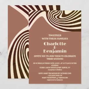 Retro 70s bruiloft kaart