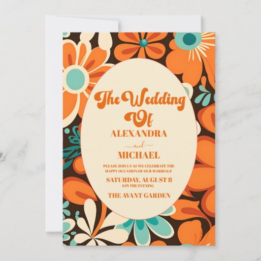 Retro 70s bruiloft kaart (Voorkant)