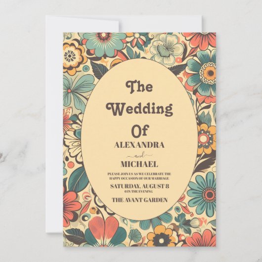  Retro 70s bruiloft Kaart (Voorkant)