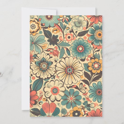  Retro 70s bruiloft Kaart (Achterkant)