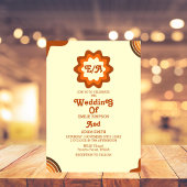 retro  70s bruiloft kaart