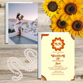 retro  70s bruiloft kaart