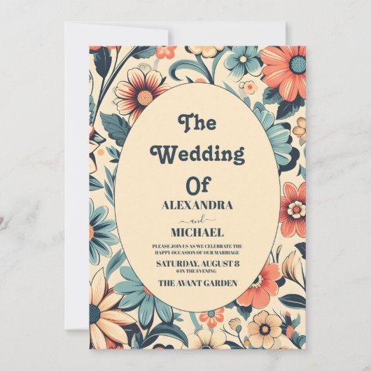  Retro 70s bruiloft Kaart (Voorkant)