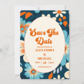 Retro 70s bruiloft save the date (Voorkant)
