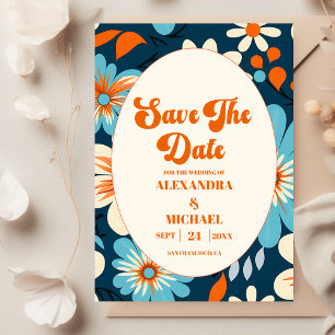 Retro 70s bruiloft save the date