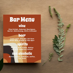 Retro 70s Bruiloftsverbrande Sinaasappels Bar Menu