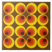  retro 70s bruine gele Oranje cirkels Tegeltje (Voorkant)