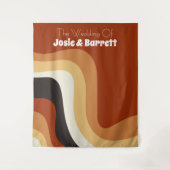 Retro 70s Burnt Oranje Funky Wedding Photo Booth Wandkleed (Voorkant)