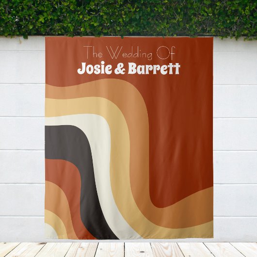 Retro 70s Burnt Oranje Funky Wedding Photo Booth Wandkleed