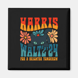 Retro 70s Cat Lady Harris Wheimer 2024 voor een Br Magneet