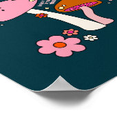 Retro 70s champignons en bloemen marineblauw poster (Hoek)