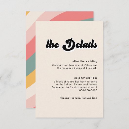 Retro 70s Colour Waves — Kaart met details (Voorkant / Achterkant)