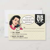 Retro 70's Comic Book Pop Kunst Leuk Bruiloft RSVP Kaartje (Voorkant)