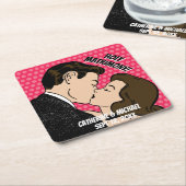 Retro 70's Comic Book Pop Kunst Romantisch Leuk Br Kartonnen Onderzetters (Schuin)