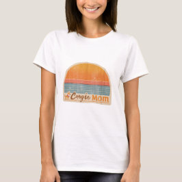 Retro 70s Corgi Mom Sunset T-shirt