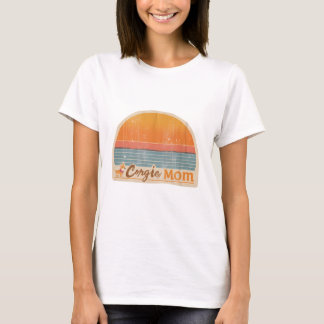 Retro 70s Corgi Mom Sunset T-shirt