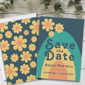 Retro 70s  Daisy Arch Bruiloft Save The Date