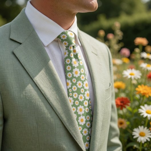 Retro 70s Daisy Dreams Gradient Floral Stropdas