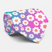 Retro 70s Daisy Dromen Gradiënt Bloemmotief Stropdas (Opgerold)