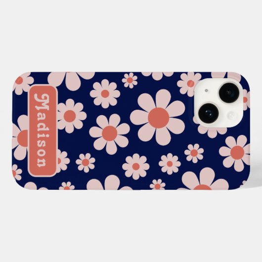 Retro  70s Daisy Pattern Groovy Naam toevoegen Case-Mate iPhone Case (Achterkant (horizontaal))