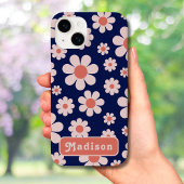 Retro  70s Daisy Pattern Groovy Naam toevoegen Case-Mate iPhone Case