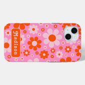 Retro 70's  Daisy Pattern Oranje Roze Case-Mate iPhone Case (Achterkant (horizontaal))
