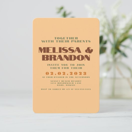 Retro 70s de Uitnodiging van het Bouw van het Patr (Staand voorkant)