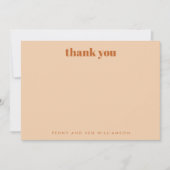 Retro 70s Design Brown Personal Wedding Names Bedankkaart (Voorkant)