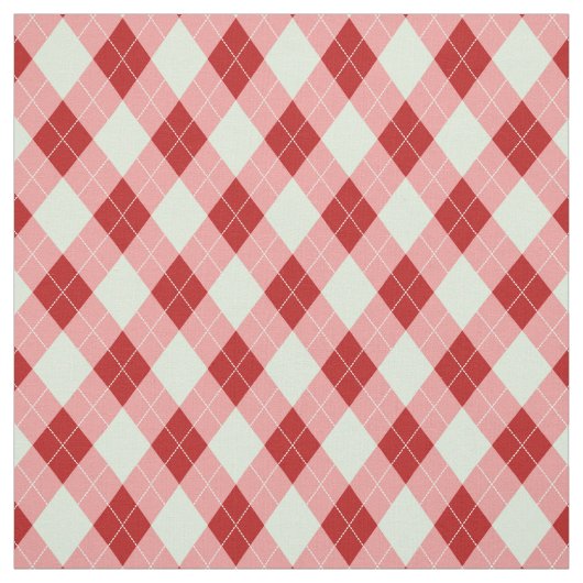 Retro 70s Diamond Play Argyle Mint Red Pink Stof (Swatch)