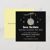 Retro 70s Disco 70ste verpartij op zwart Save The Date (Voorkant / Achterkant)