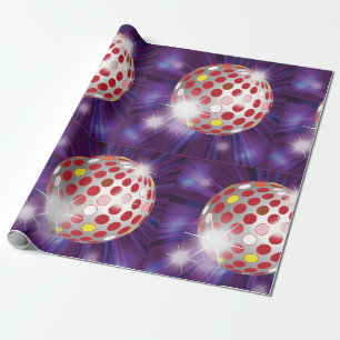 Retro 70s Disco Bal Felrood Cadeaupapier