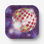 Retro 70s Disco Bal Felrood Papieren Bordje (Voorkant)