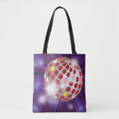 Retro 70s Disco Bal Felrood Tote Bag (Voorkant)