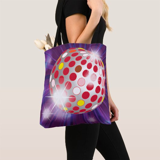 Retro 70s Disco Bal Felrood Tote Bag