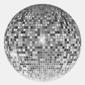 Retro 70s Disco Bal - Klassieke Ronde Sticker (Voorkant)