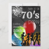 Retro 70's Disco Ball & Balloons Black Birthday Kaart (Voorkant)