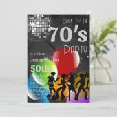 Retro 70's Disco Ball & Balloons Black Birthday Kaart (Staand voorkant)