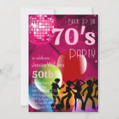 Retro 70's Disco Ball & Balloons Roze Verjaardag Kaart (Voorkant)