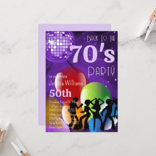 Retro 70's Disco Ball & Balloons Verjaardagsfeest Kaart