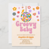 Retro 70's Disco Ball Groovy Baby Baby shower Kaart (Voorkant)