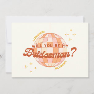 Retro 70s Disco Custom Bridesman Proposal Kaart