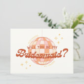 Retro 70s Disco Custom Bruidsmeisje Voorstel Kaart (Staand voorkant)