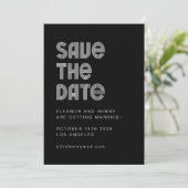 Retro 70s Disco Font Unique Black White Wedding Save The Date (Staand voorkant)