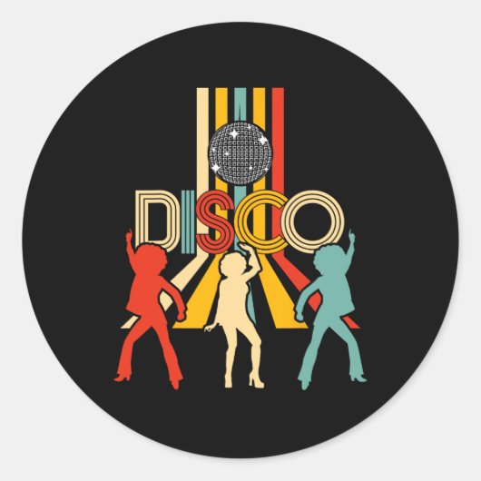 Retro 70s Disco Gifts Dancing Disco Ball Ronde Sticker (Voorkant)