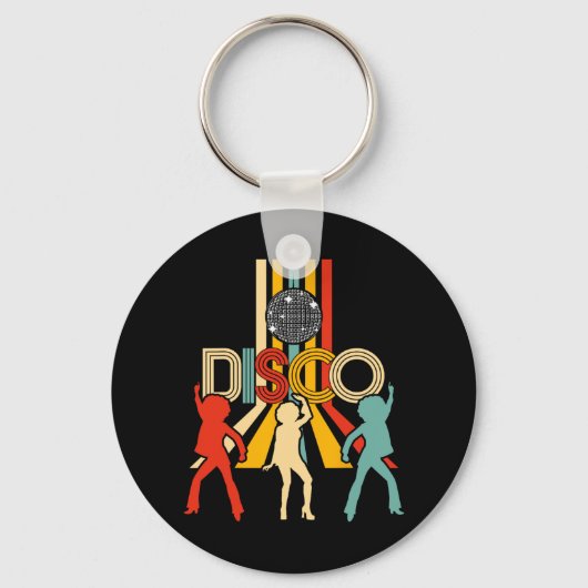Retro 70s Disco Gifts Dancing Disco Ball Sleutelhanger (Voorkant)