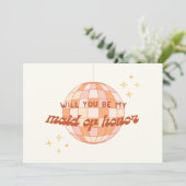 Retro 70s Disco Maid of Honor Voorstel Kaart (Staand voorkant)