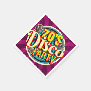 Retro 70's Disco Party Vet en kleurrijk nostalgisc Servet