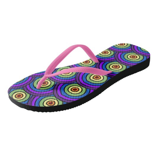 Retro 70's Disco Rainbow geometrisch patroon Teenslippers (Schuin)