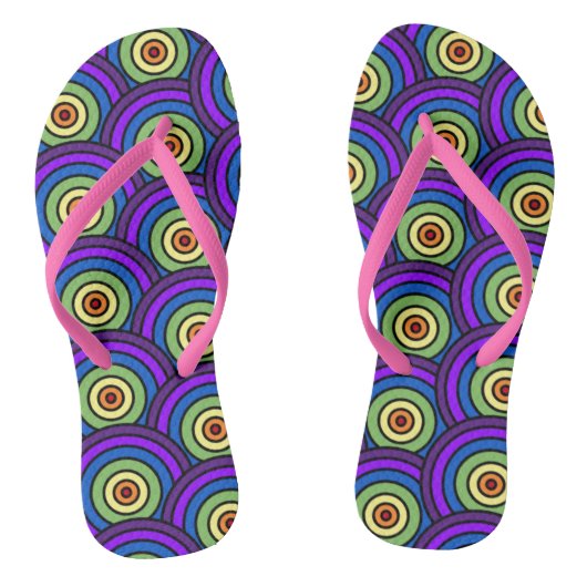 Retro 70's Disco Rainbow geometrisch patroon Teenslippers (Voetbed)