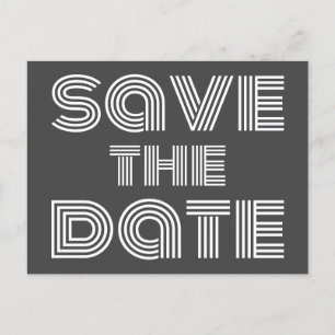 Retro 70s Disco Stijl Zwart Wit Save The Date Briefkaart